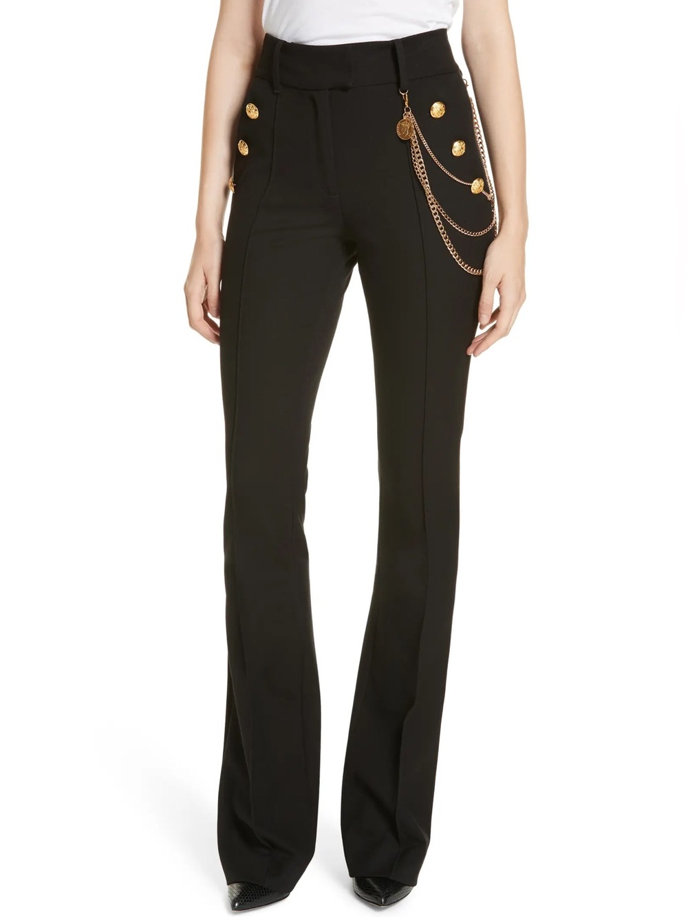 Veronica Beard Alair high rise chain detail sailor bootcut trousers 4 timeless